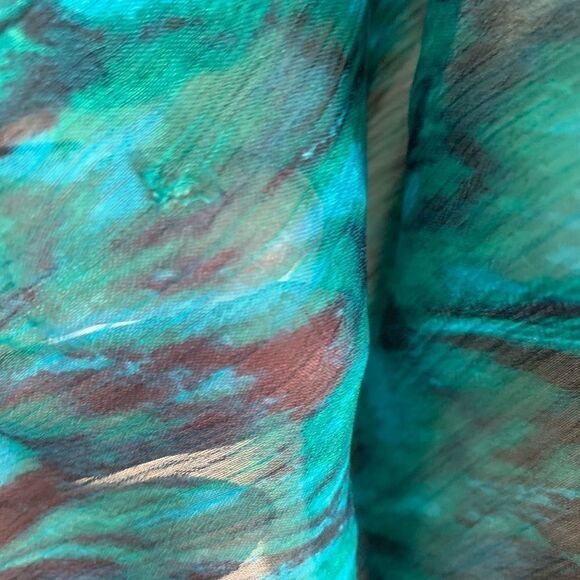 Express Green and Blue print sheer blouse - Picture 4 of 4